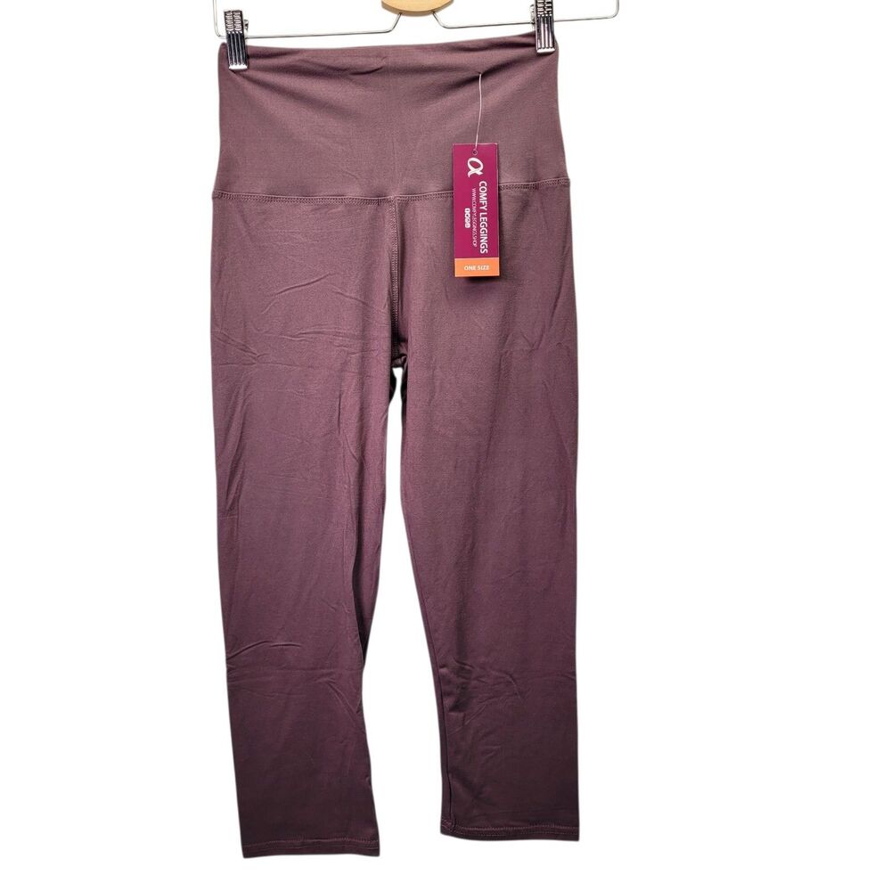COMFYFOREVER Women Comfy Capri Leggings One Size High Waist Stretch Pants Violet